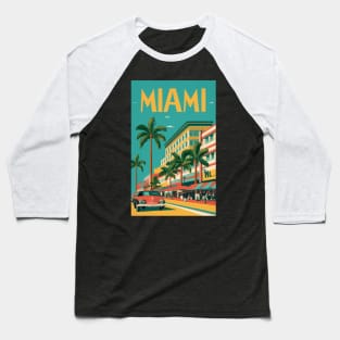 A Vintage Travel Poster of Miami - Florida - US Baseball T-Shirt